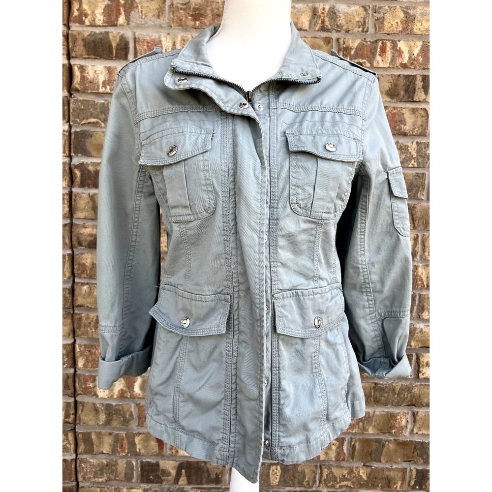 Kenzie Jeans Gray Military Cotton Stretch Zip‎ Lightweight Jacket